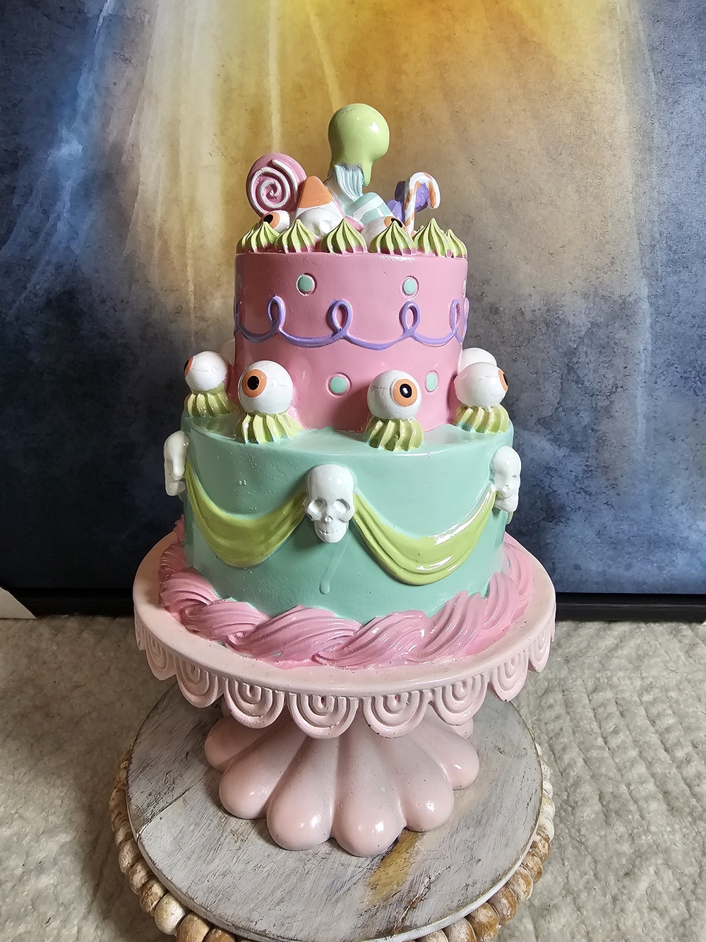 Pastel Halloween Cake Summerween 1 Decoration - Pink & Mint